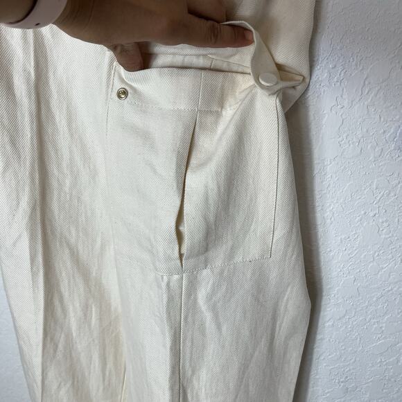 Twinset Linen Twill Cargo Trousers Ivory Cotton & Linen Pants, size IT 44/US M - Picture 5 of 9